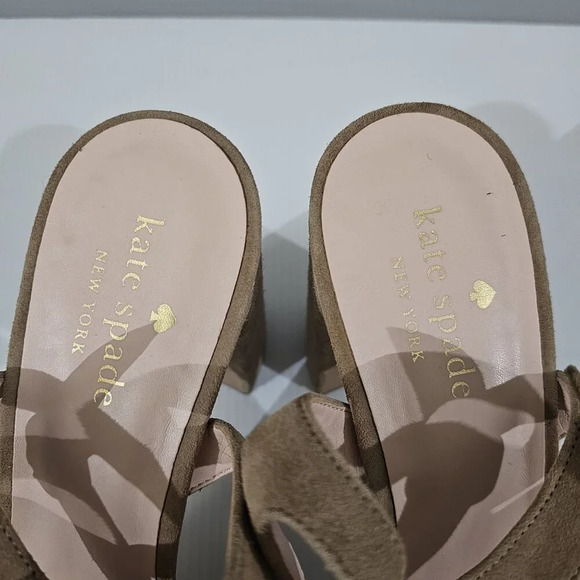Kate Spade Delphi Platform Sandal Heel Roasted Almond Tan Suede Size 10 - Picture 10 of 13